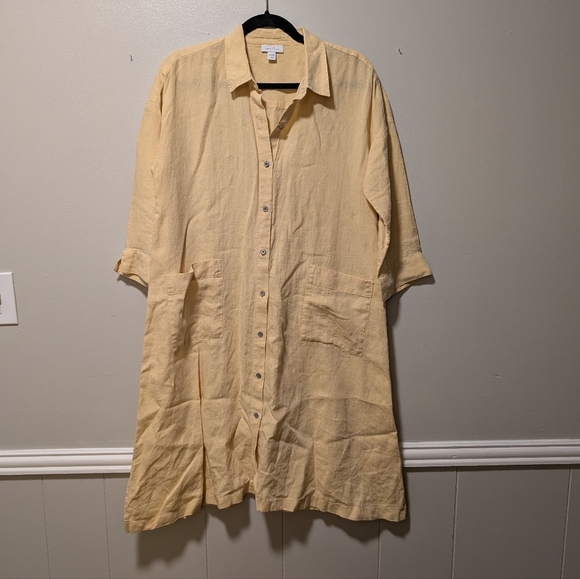 Pure Jill Linen Yellow Bottom Down Dress SP - Picture 2 of 7